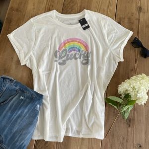 SOLD 🐝 Lucky Brand T Shirt 3X White Lucky Rainbow SOLD